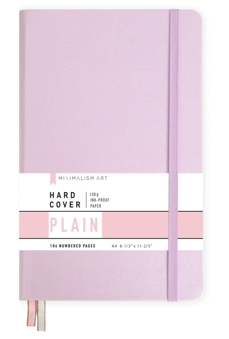 Minimalism Art, Premium Hard Cover Notebook Journal, X-Large Size, Master A4 8.3" x 11.4", 186â€…Numberedâ€…Pages, Gussetedâ€…Pocket, Ribbon Bookmark, Extra Thick Ink-Proofâ€…Paperâ€…120gsm (Plain, Pink) - Image 1